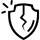 Black outline of a shield with a jagged vertical line through its center.
