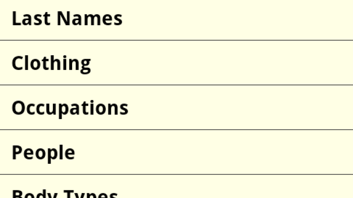 Lists for Writers App: Screenshot #1