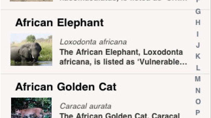 Species on the Edge App: Screenshot #1