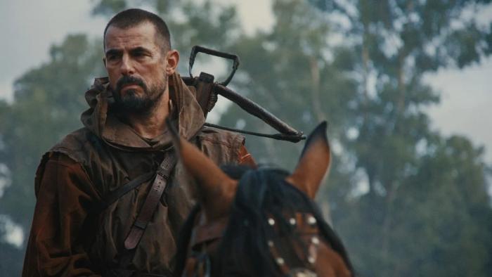 William Tell: Claes Bang as William Tell, riding on horseback