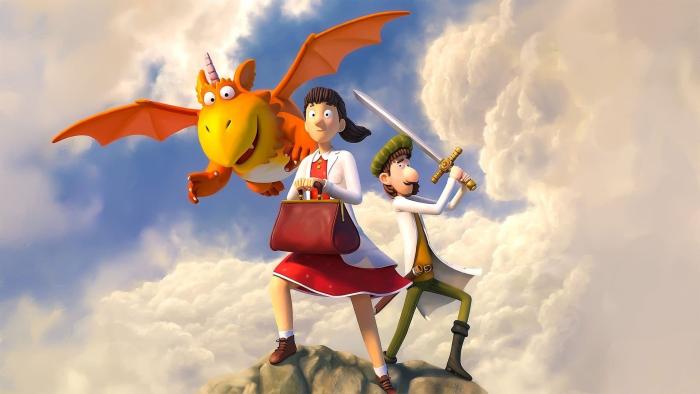 Zog, Pearl, and Gadabout standing.