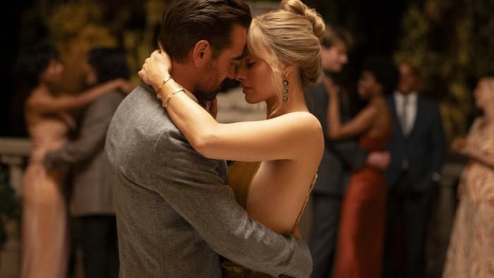 A Big Bold Beautiful Journey movie: Colin Farrell and Margot Robbie dance together in a close, intimate embrace