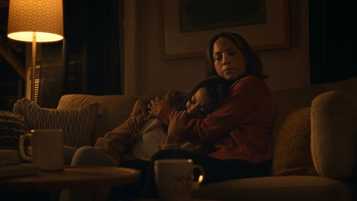 Allswell in New York movie: Elizabeth Rodriguez holds Shyrley Rodriguez as she cries