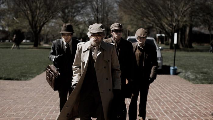 American Animals Movie: Warren, Spencer, Eric, and Chas on the day of the heist