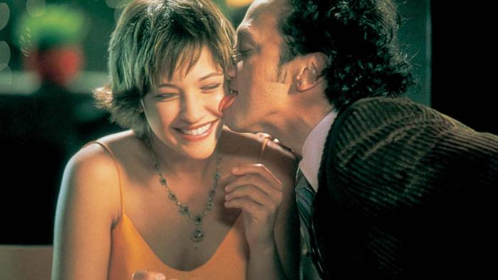 The Animal: Rob Schneider as Marvin licks a woman's face at dinner