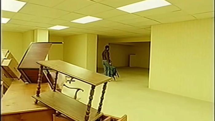 Backrooms movie: A VHS shot of the Backrooms