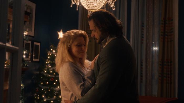 The Baltimorons Movie: In Didi's home, Didi and Cliff hold each other and dance slowly in front of a Christmas tree