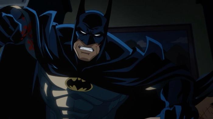 Batman: Knightfall - Part 1: Knightfall movie: Batman lunges at camera, with bloody scratches on his body