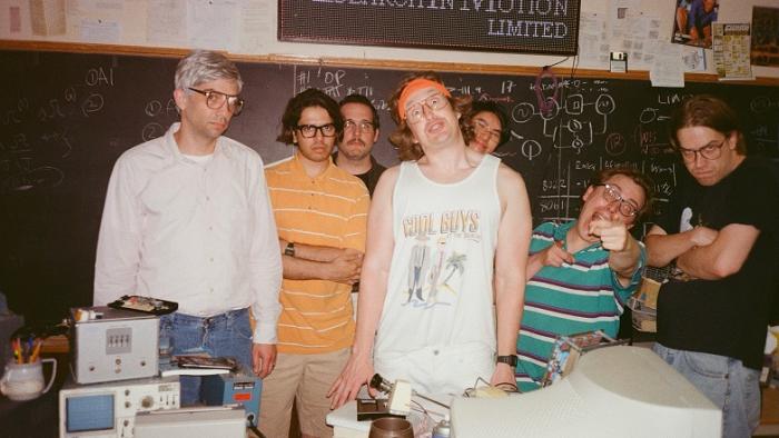 BlackBerry Movie: Jay Baruchel and Matt Johnson stand with other cast members