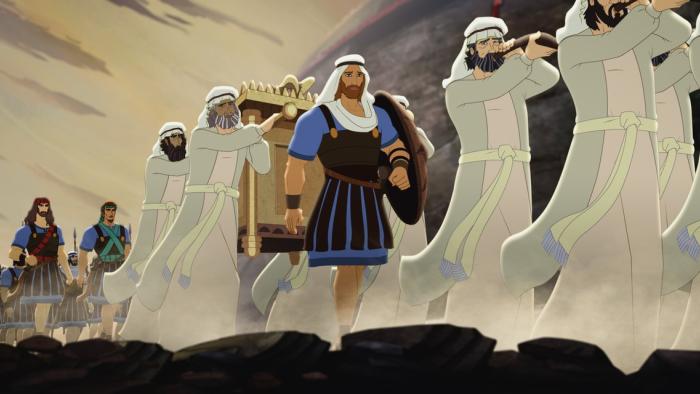 Book of Joshua: Animated still of men in white carrying the arc of the covenant