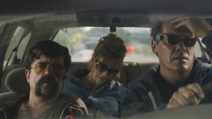 Brothers Movie: Looking the worse for wear (all in dark glasses), Jady, their mother, and Moke sit in a car together