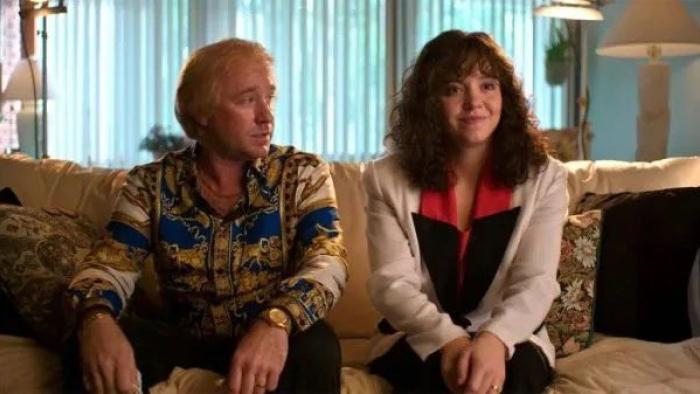 Christy movie: Boxer Christy Martin (Sydney Sweeney) and her trainer husband, Jim Martin (Ben Foster), do a broadcast interview