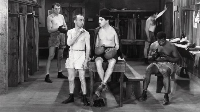 City Lights Movie: Charlie Chaplin preps for a boxing match
