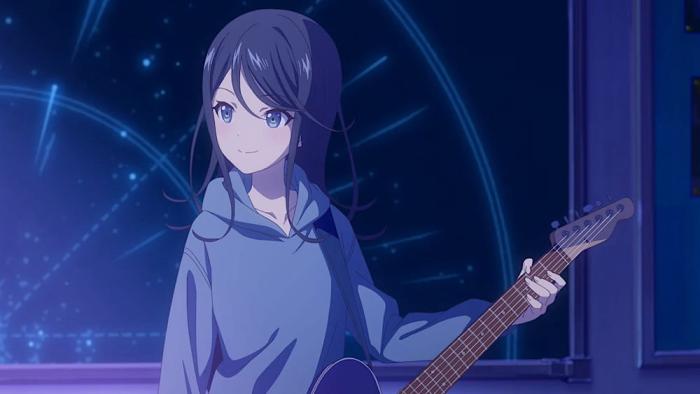 Colorful Stage! The Movie: A Miku Who Can’t Sing movie: Ichika stands holding a guitar