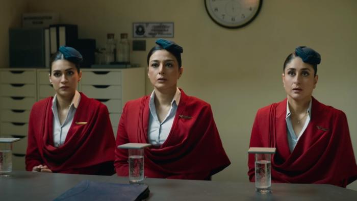 Crew: Three air hostesses sit in an interrogation room with panicked expressions
