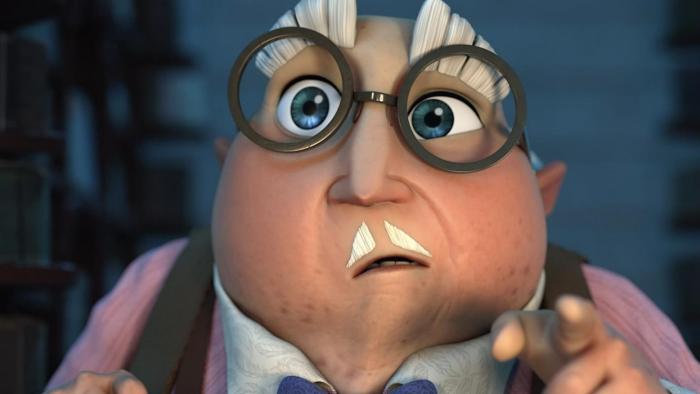  Dalia and the Red Book movie: Animated male character wearing glasses looks with a surprised look on his face