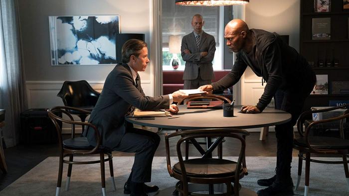 Domino Movie: C.I.A. agent Joe Martin exchanges information with Imran