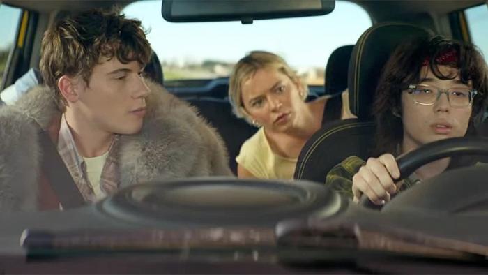 Driver's Ed movie: Aidan Laprete drives a car with three teen passengers
