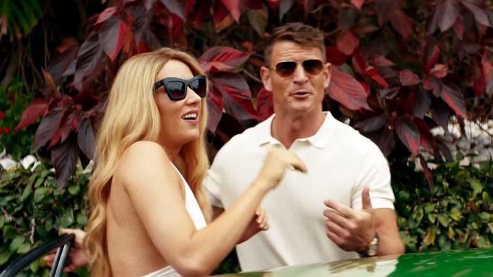 Duchess: Charlotte Kirk and Philip Winchester stand outside looking happy