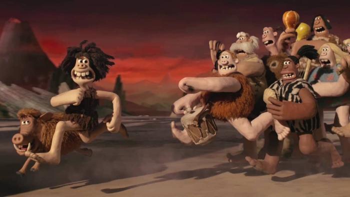 Early Man Movie: Dug gets chased by a group of cavepeople