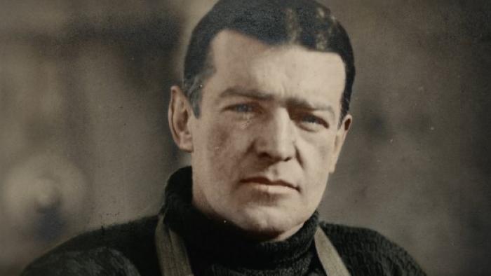 Endurance: A sepia headshot of Ernest Shackleton in a polar neck jumper