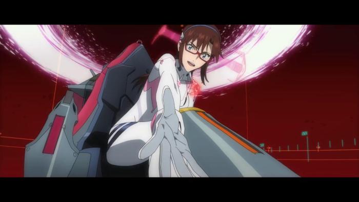Evangelion: 3.0+1.01: Mari holds a hand out to offer help