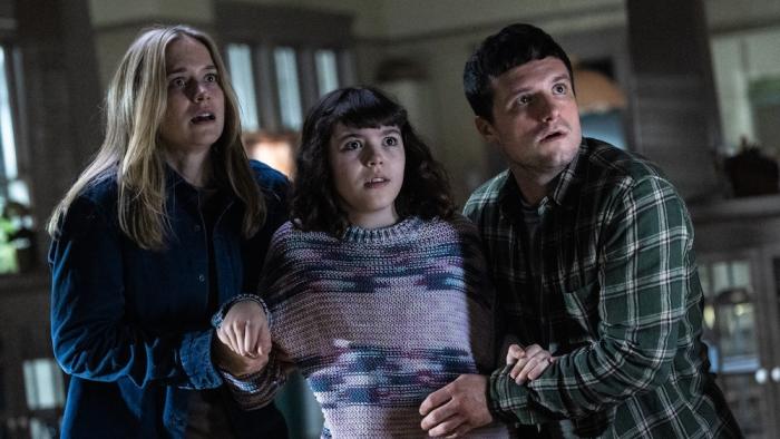 Five Nights at Freddy's 2 Movie: Vanessa, Mike, and Abby recoil at something horrible just out of frame