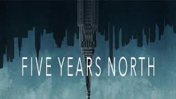 Five Years North Movie: Movie title with city skyline upside down