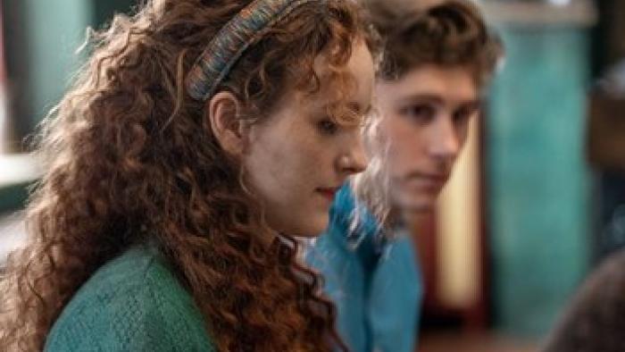 Four Letters of Love: Ann Skelly and Fionn O'Shea sit together in a dining room