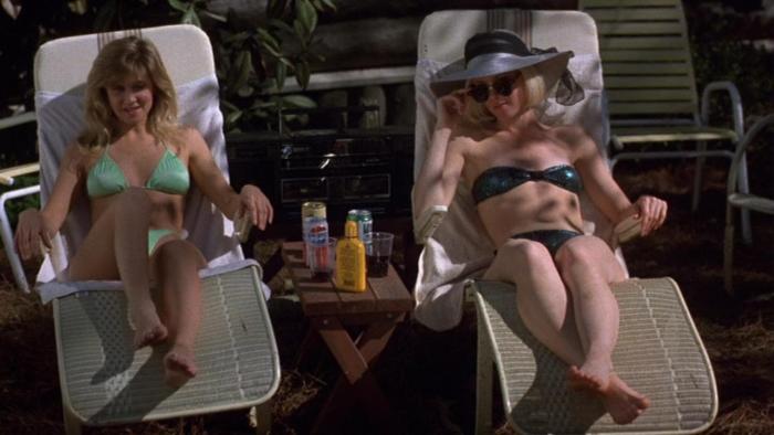 Friday the 13th Part VII -- The New Blood: Two White teenagers recline on sun beds wearing bikinis