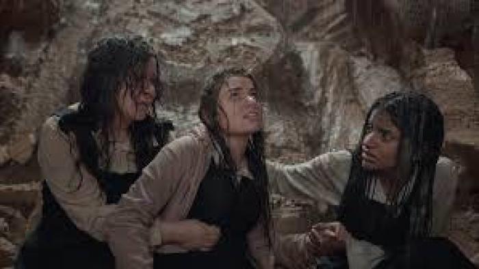 From the Ashes: The Pit movie: Schoolgirls stuck undergound look scared