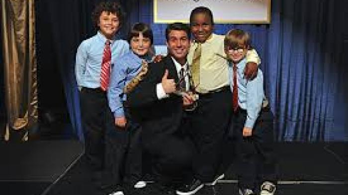 Front of the Class: James Wolk and kids on stage