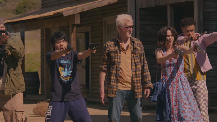 Gail Daughtry and the Celebrity Sex Pass Movie: Characters shoot pistols in a Western town