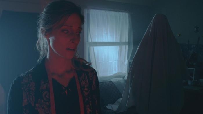 The Gallows Act II Movie: Lisa Rue stalked by a ghost