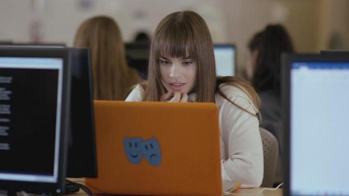 The Gallows Act II Movie: Auna Rue on her computer