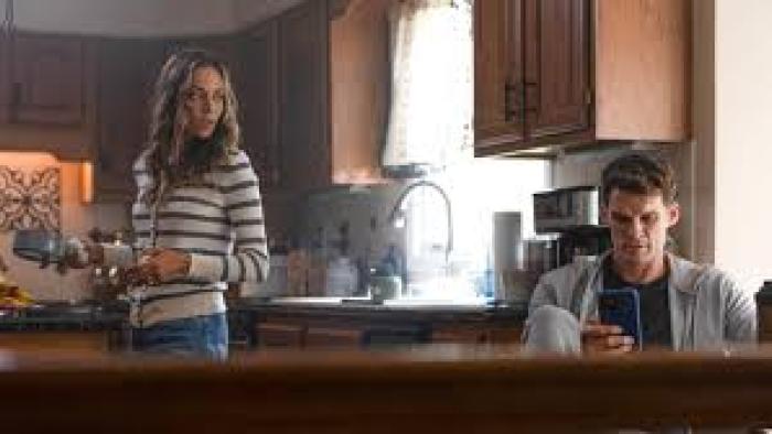 Gaslit by My Husband: The Morgan Metzer Story: Jana Kramer in kitchen 