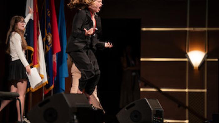 Girls State: Girls jump on stage