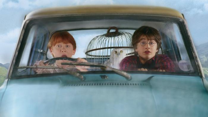 Harry Potter and the Chamber of Secrets Movie: Ron and Harry drive a flying car