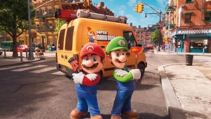 The Super Mario Bros. Movie: Mario and Luigi stand back to back