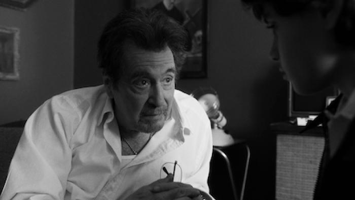 In the Hand of Dante: Al Pacino talks to a boy.