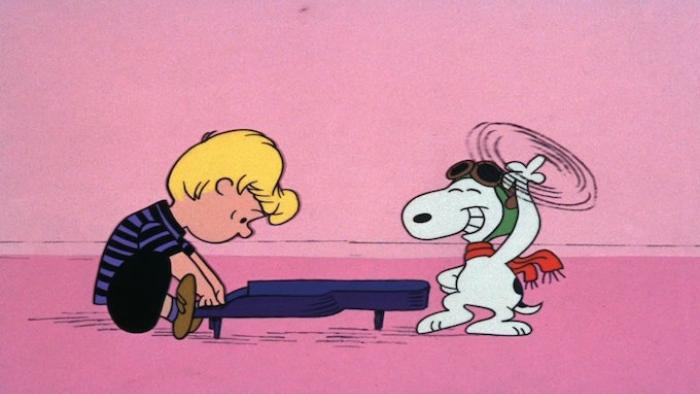 It's the Great Pumpkin, Charlie Brown Movie: Schroeder plays the piano as Snoopy grins