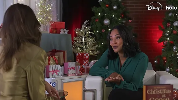Joy to the World: Emmanuelle Chriqui and Ayesha Murray film a cooking show.