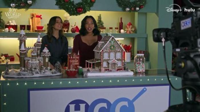 Joy to the World: Emmanuelle Chriqui and Ayesha Murray film a cooking show.