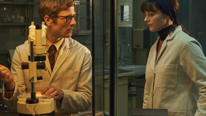 Joy: James Norton and Thomasin McKenzie in a lab