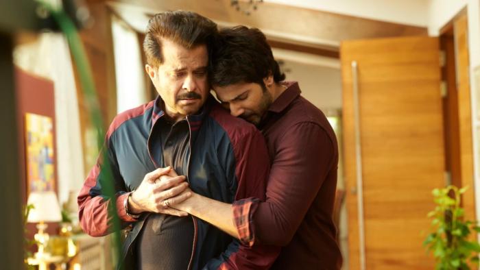 Jug Jugg Jeeyo: A young Indian man hugs an older man from behind