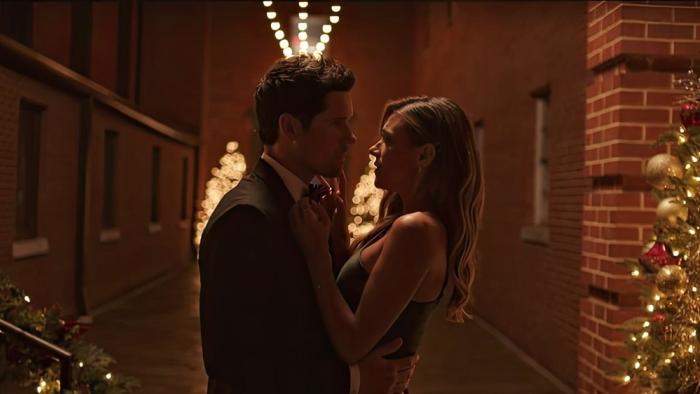 Karen Kingsbury's The Christmas Ring movie: Jana Kramer and Ben Hollingsworth embrace
