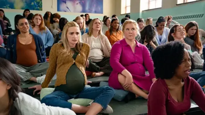 Kinda Pregnant: Amy Schumer and Brianne Howey at a maternity class.