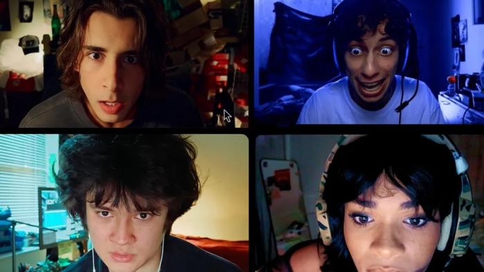 LifeHACK movie: In 4 separate Zoom-like images, four teenagers lean in and react to what they're seeing on their computer screens