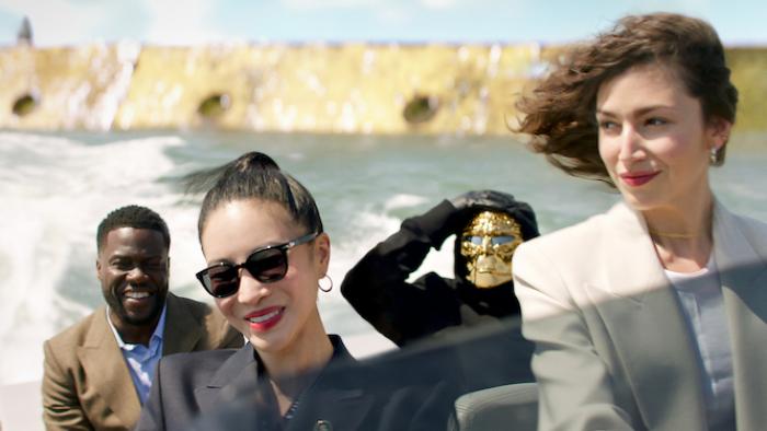 Lift: Ursula Corbero drives a getaway boat.
