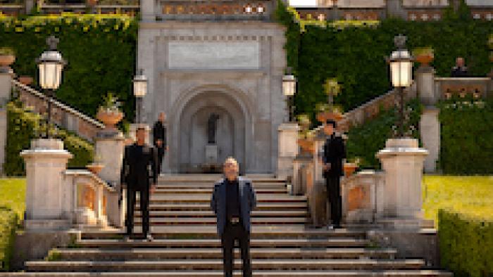Lift: Jean Reno plays the bad guy on an Italian estate.